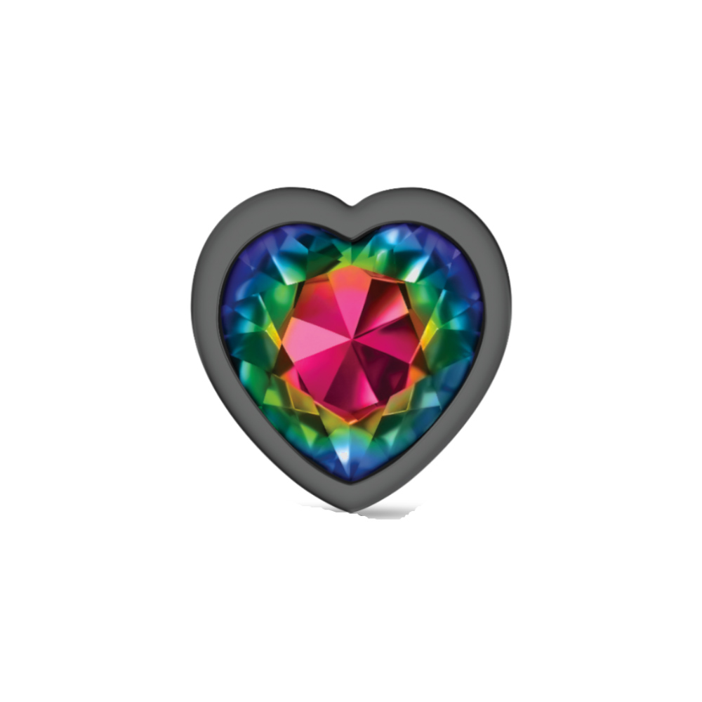 cheeky charms gunmetal metal butt plug  heart rainbow large 