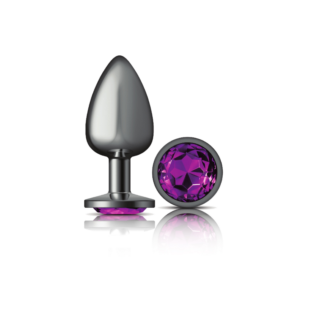 cheeky charms gunmetal metal butt plug  round deep purple large 