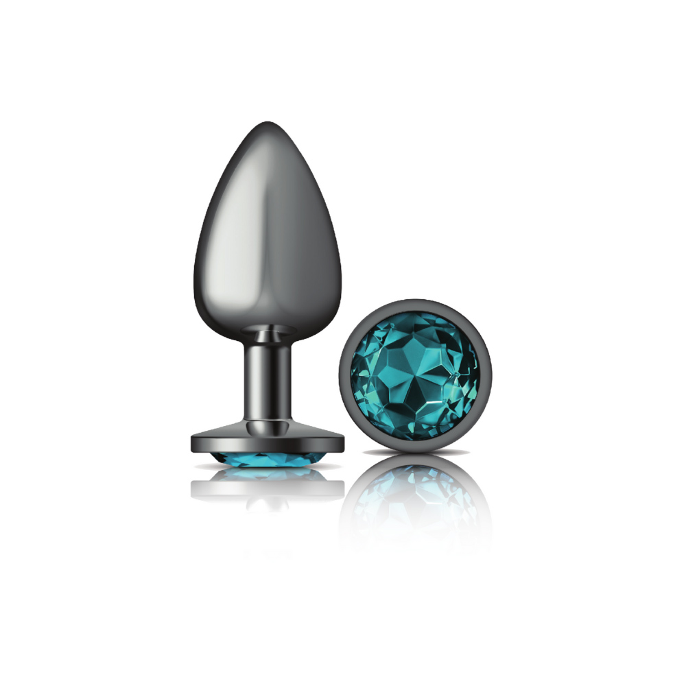 cheeky charms gunmetal metal butt plug  round teal large 