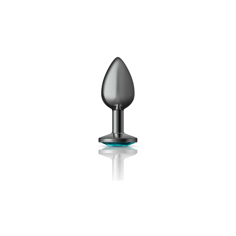 cheeky charms gunmetal metal butt plug  round teal small 