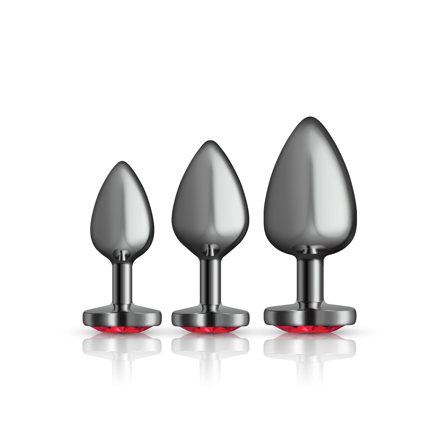 cheeky charms metal butt plug gunmetal heart dark red anal trainer kit 