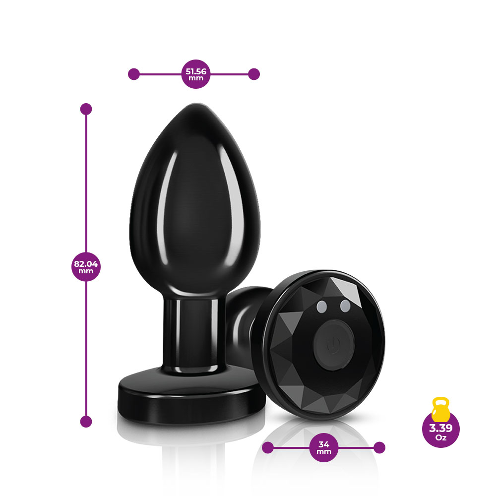 cheeky charms rechargeable vibrating metal butt  plug with remote control gunmetal medium 