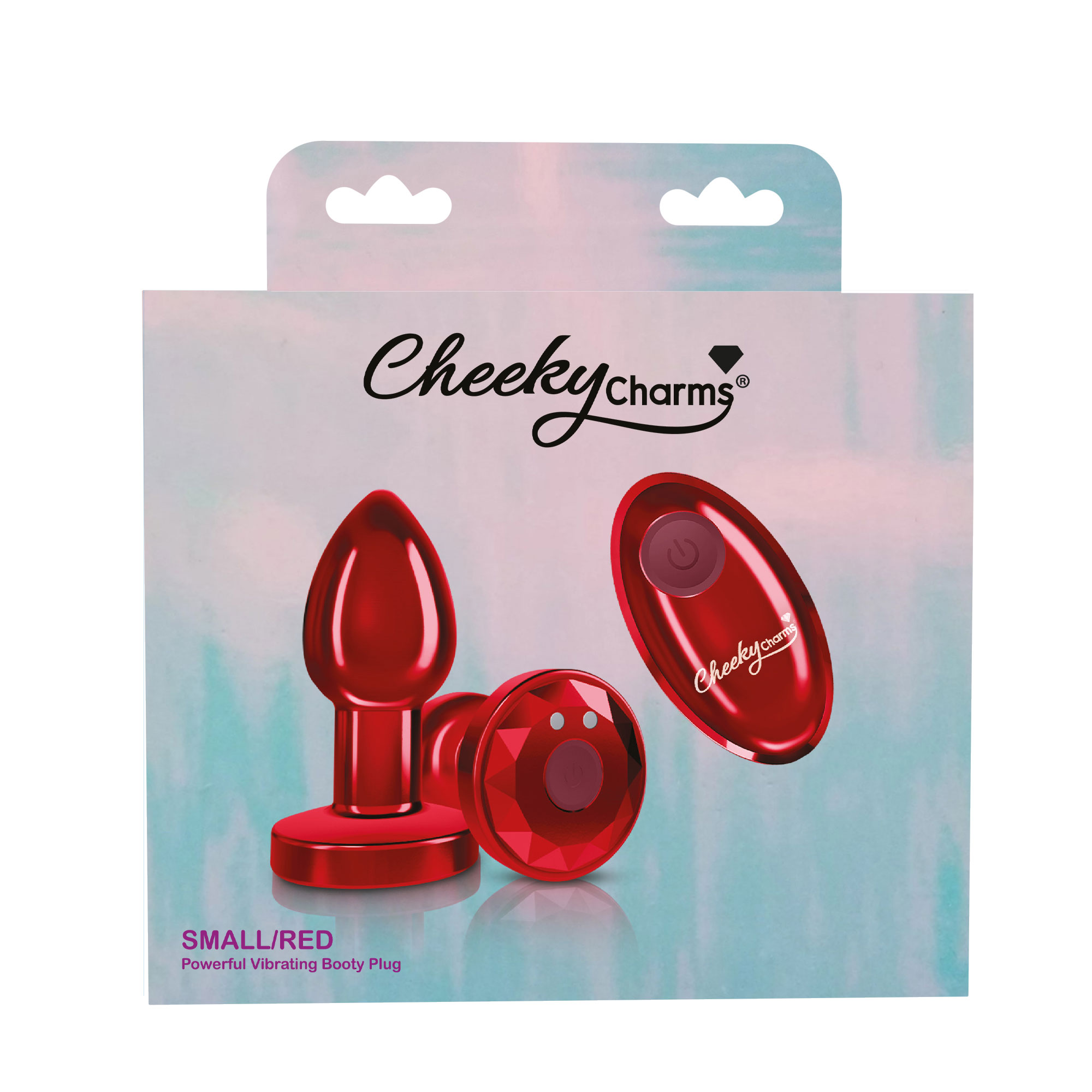 cheeky charms rechargeable vibrating metal butt plug with remote control red small 