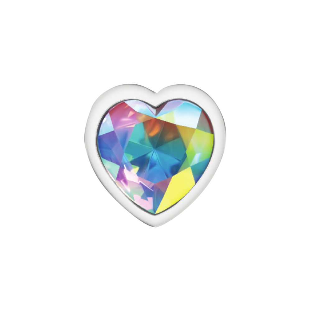 cheeky charms silver metal butt plug  heart clear large 