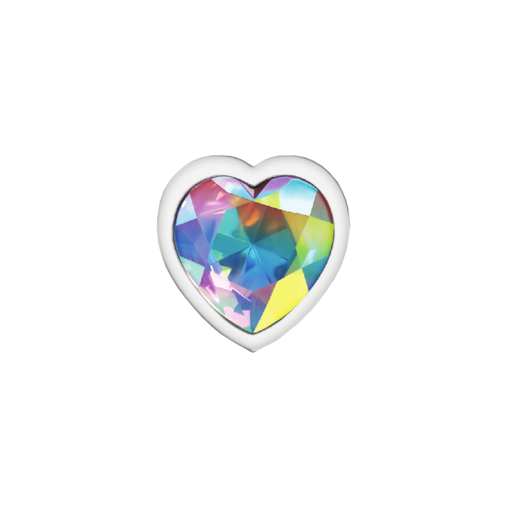 cheeky charms silver metal butt plug  heart clear medium 