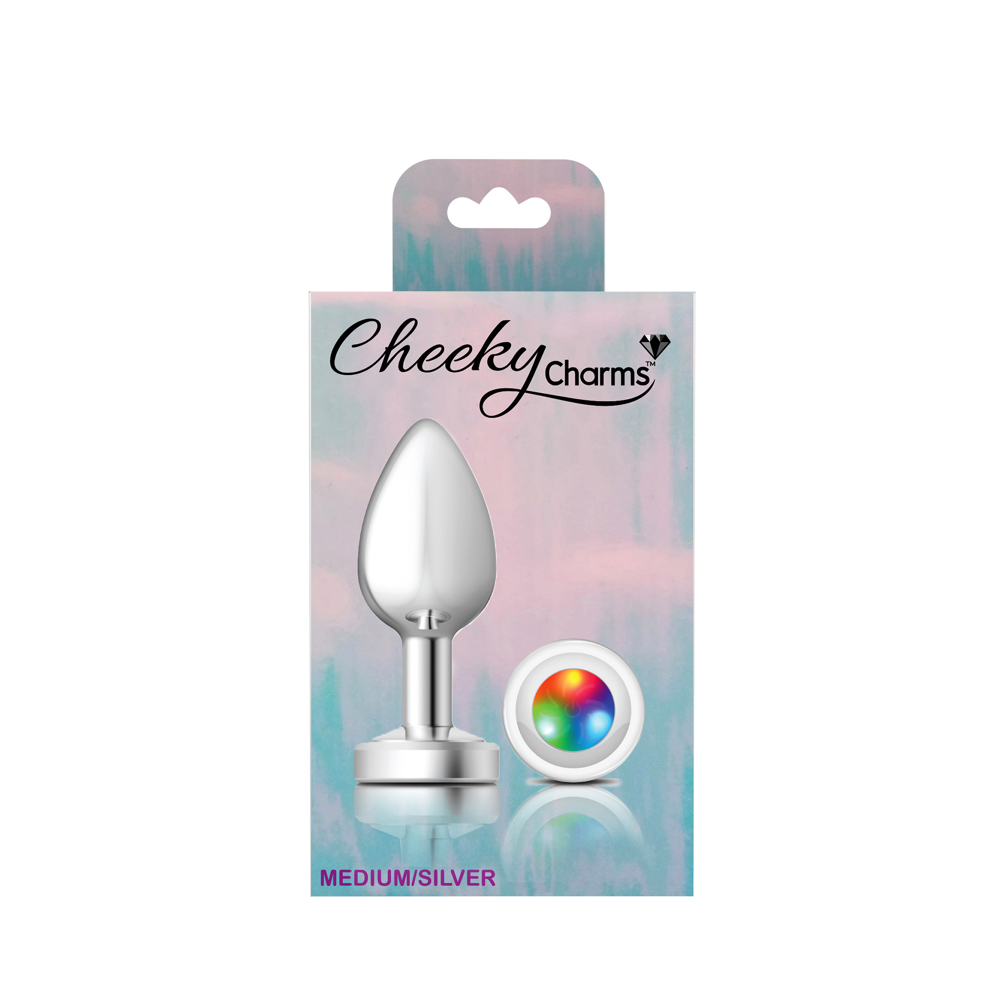 cheeky charms silver metal butt plug  light up medium 