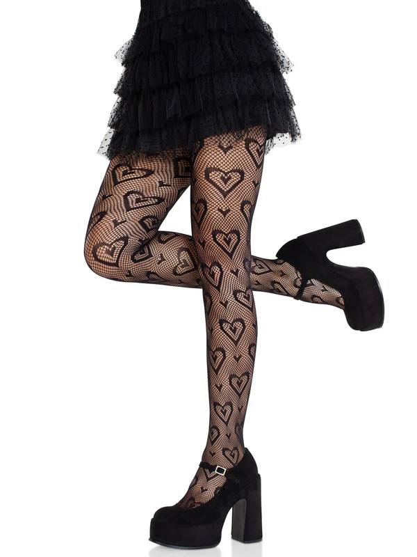 cherie heart net tights o s black 