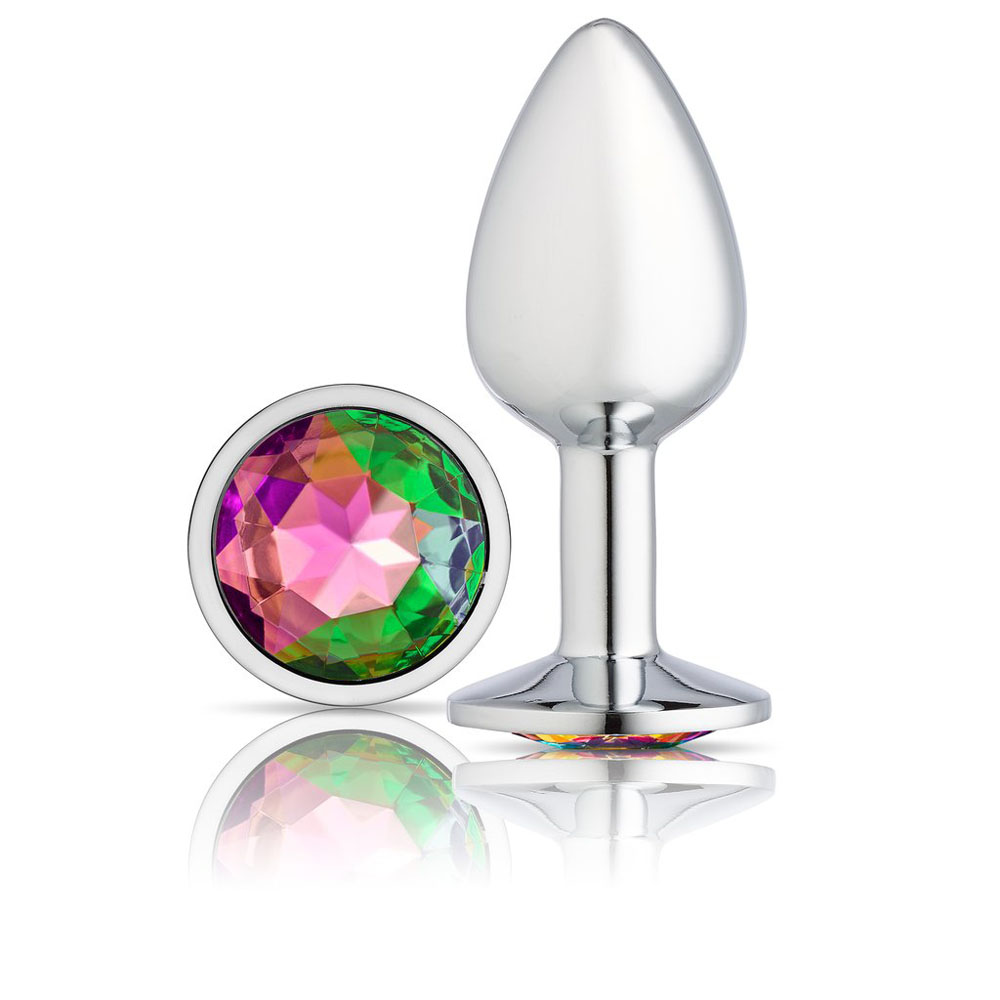 cloud  novelties gems silver chromed anal plug medium 