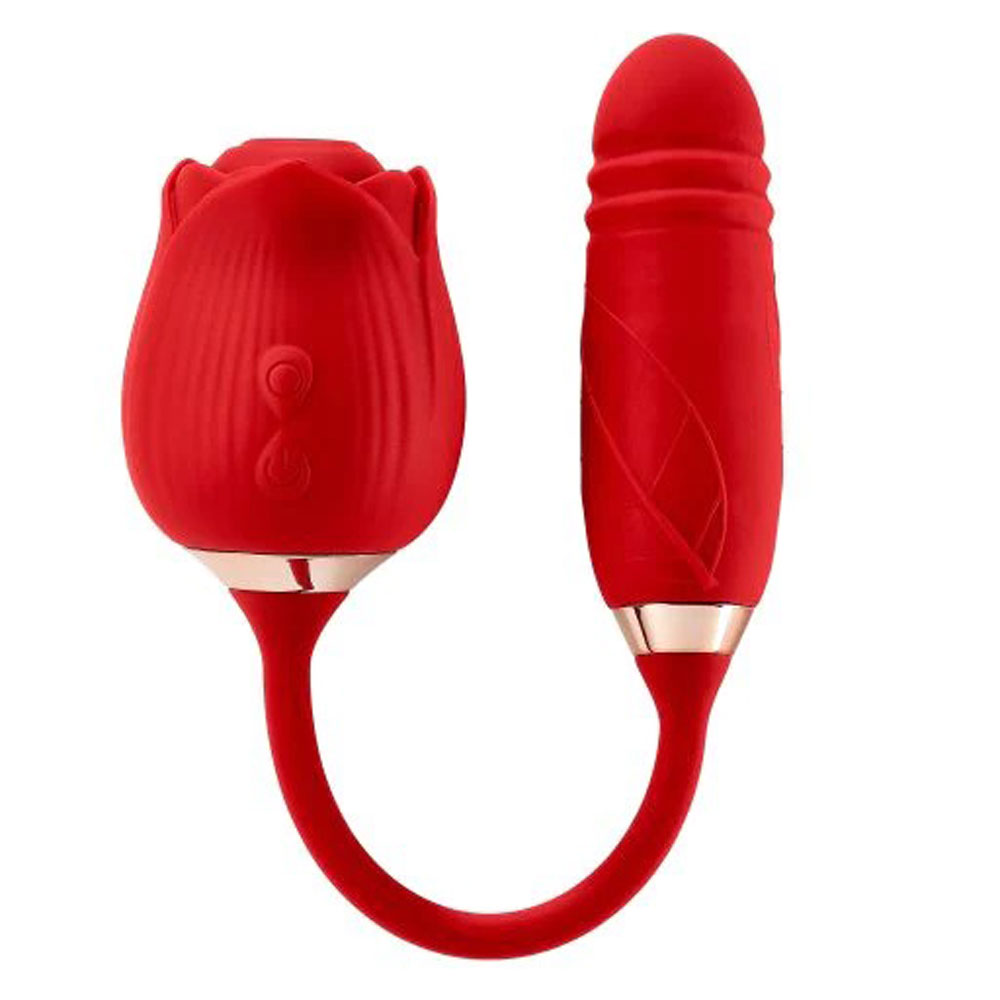 cloud  rose plus with thrusting pleasure stem  dual stimulation red 