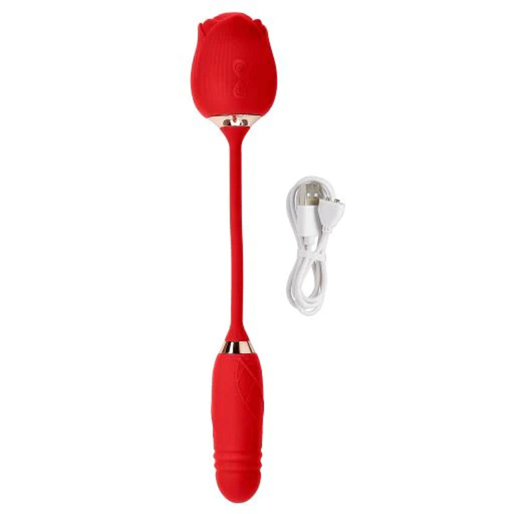 cloud  rose plus with thrusting pleasure stem  dual stimulation red 