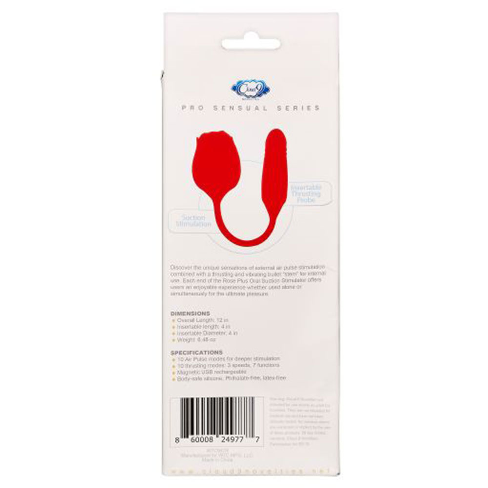 cloud  rose plus with thrusting pleasure stem  dual stimulation red 