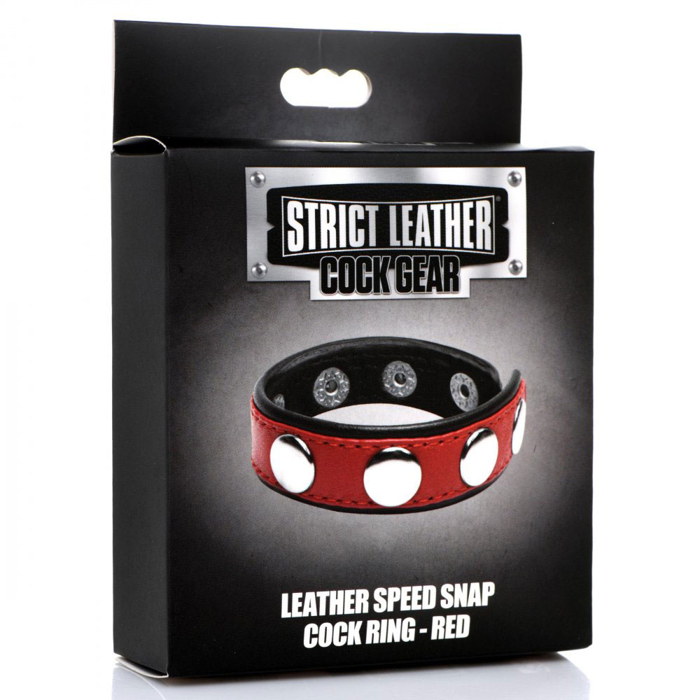 cock gear leather speed snap cock ring red 