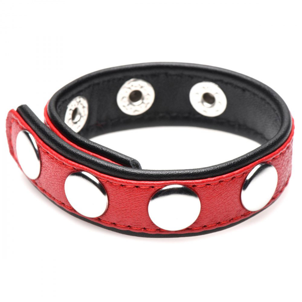 cock gear leather speed snap cock ring red 