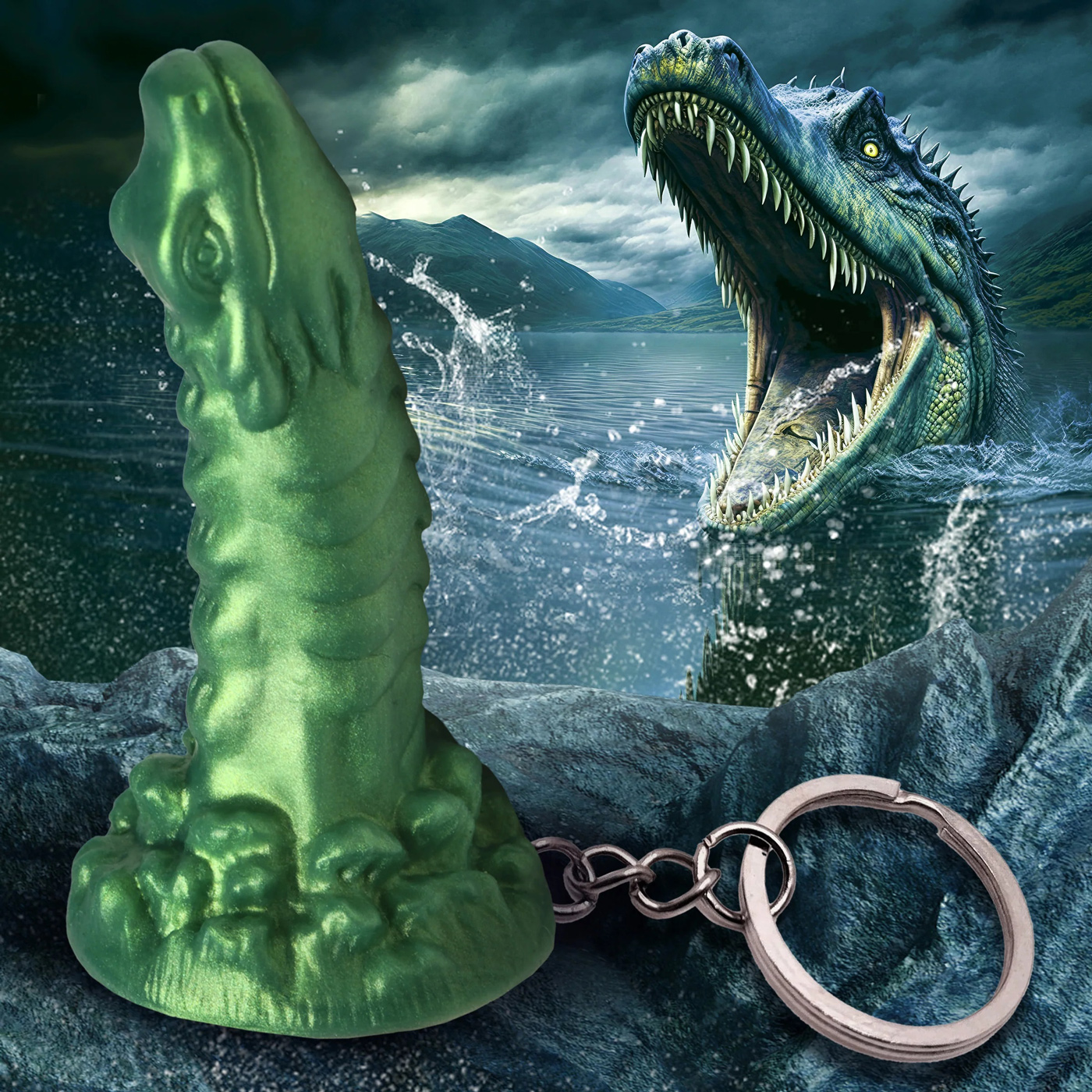 cockness monster keychain green 