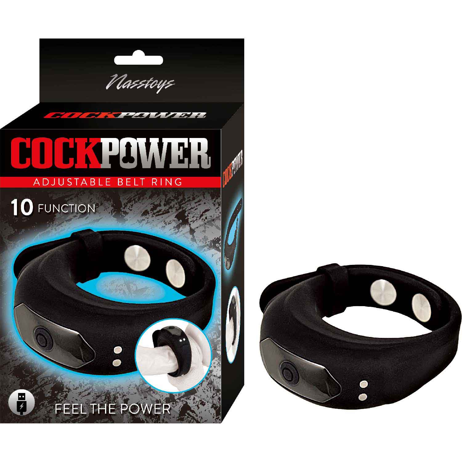 cockpower adjustable belt ring black 