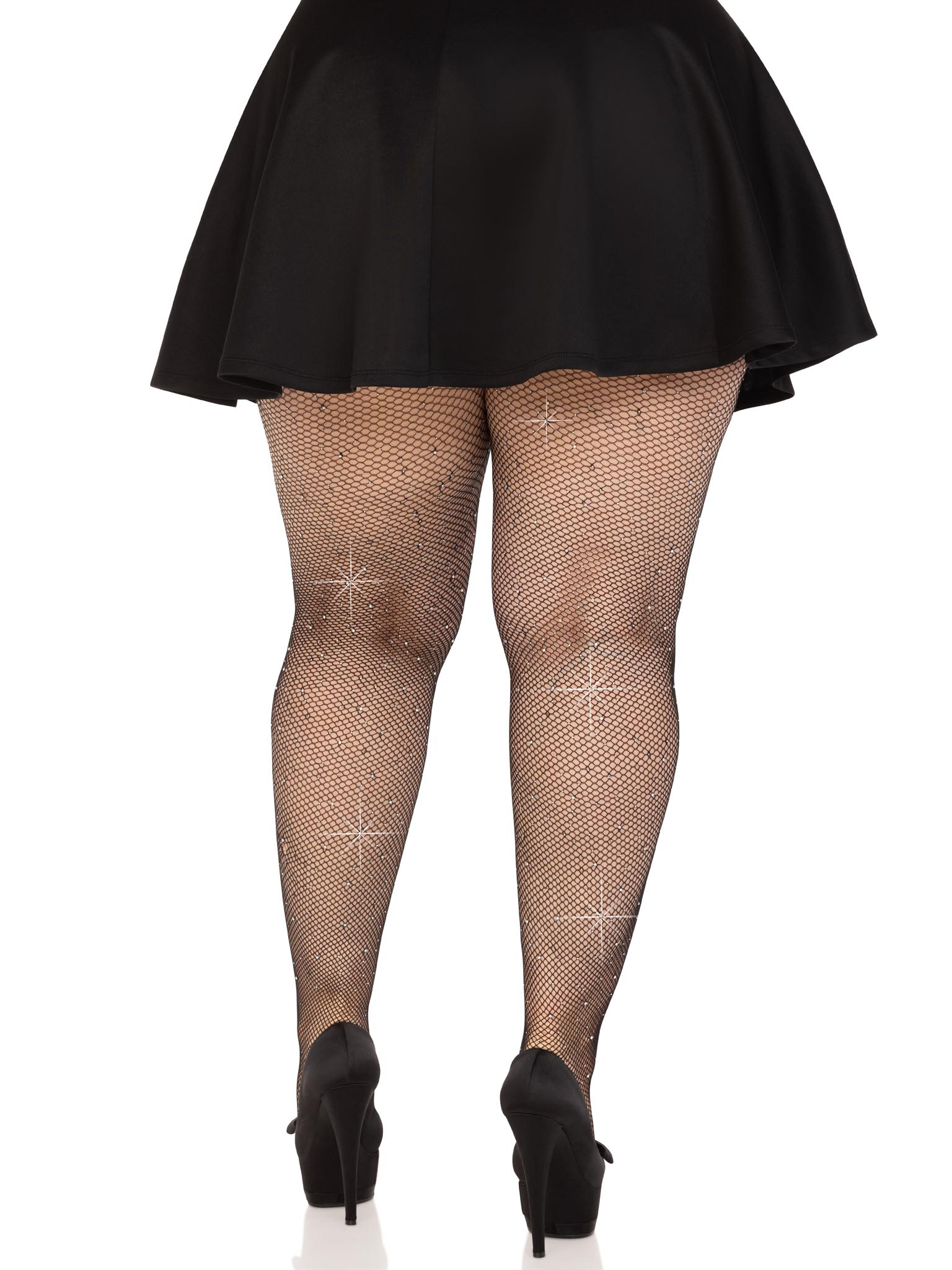 colby rhinestone fishnet tights xx black 