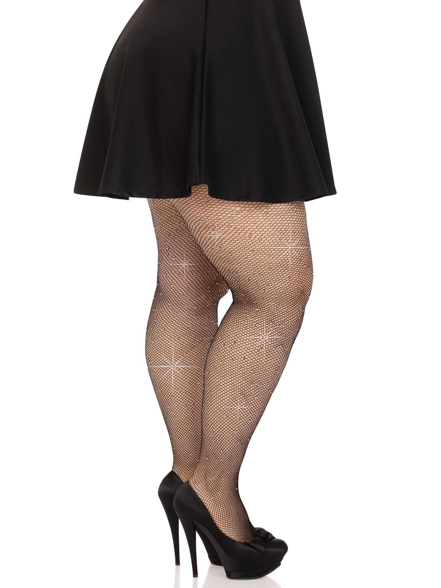 colby rhinestone fishnet tights xx black 