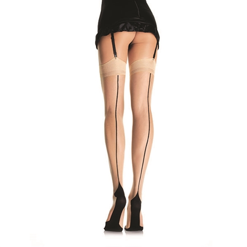 contrast backseam stockings one size nude 