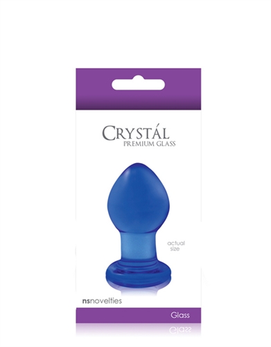 crystal premium glass plug small clear blue 