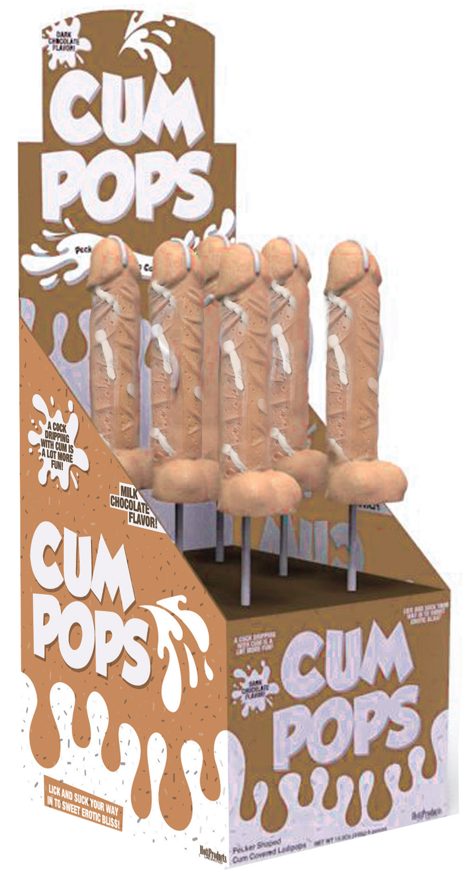 cum cock pops milk chocolate  piece pop display 