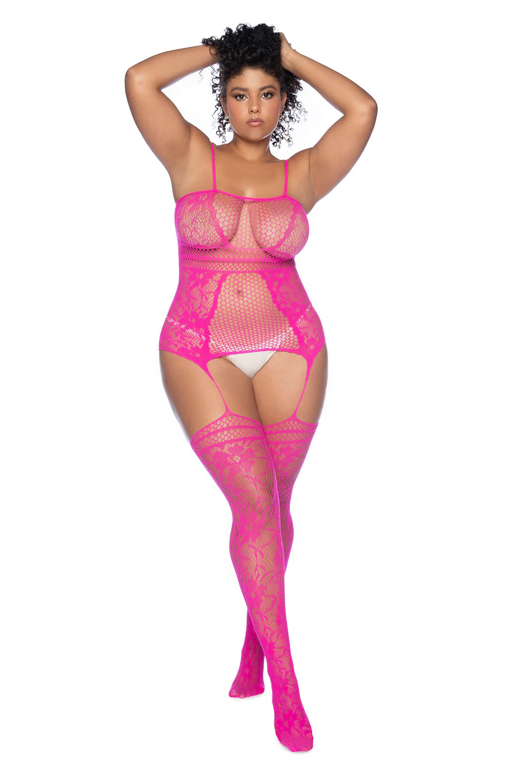 curvy aria fishnet body stocking o sx pink 