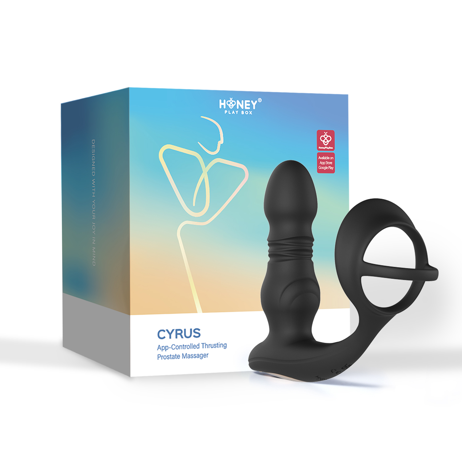 cyrus app control thrusting prostate massager  black 