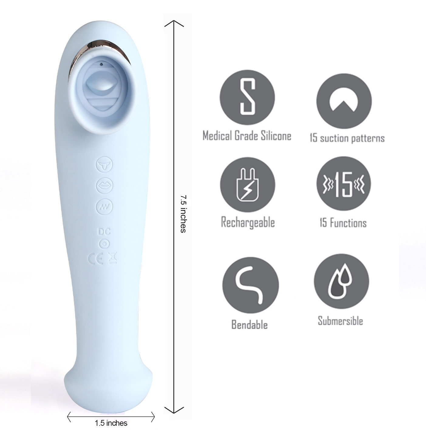 destiny  function rechargeable vibrating  suction wand blue 