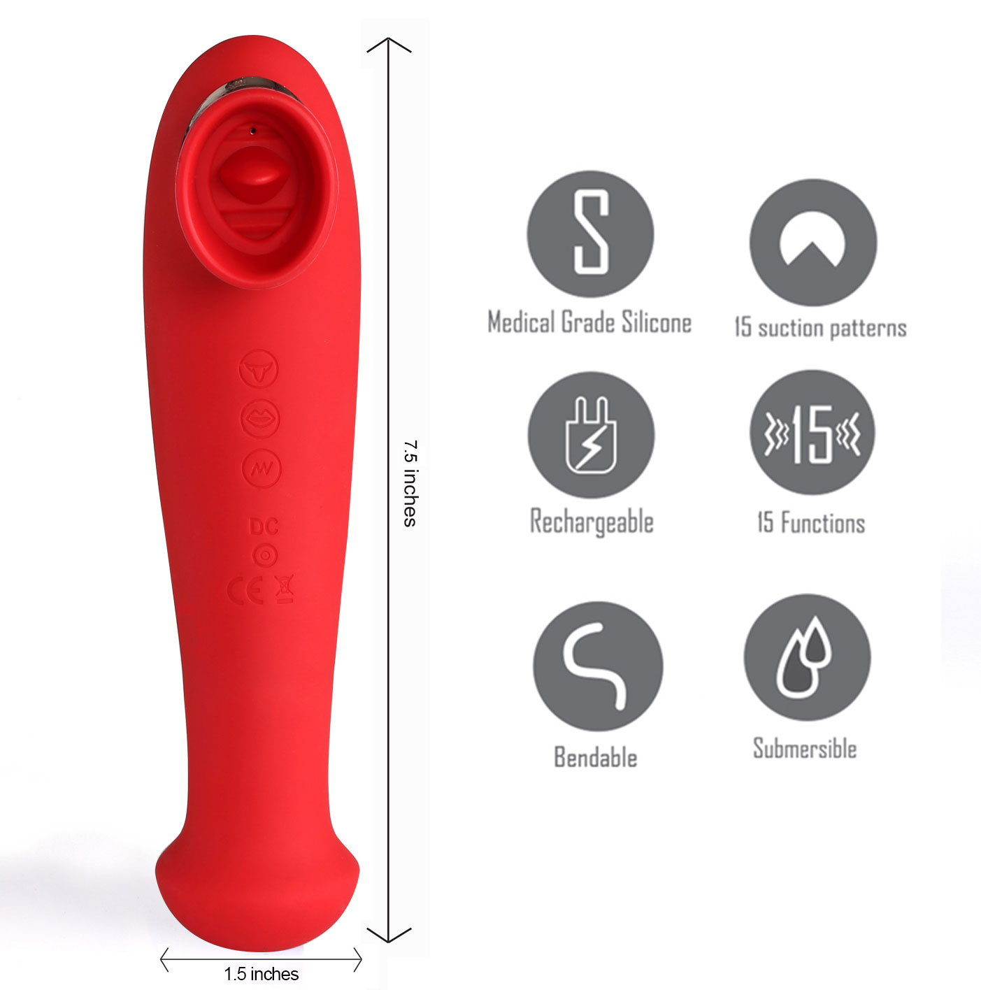 destiny  function rechargeable vibrating suction wand cherry red 