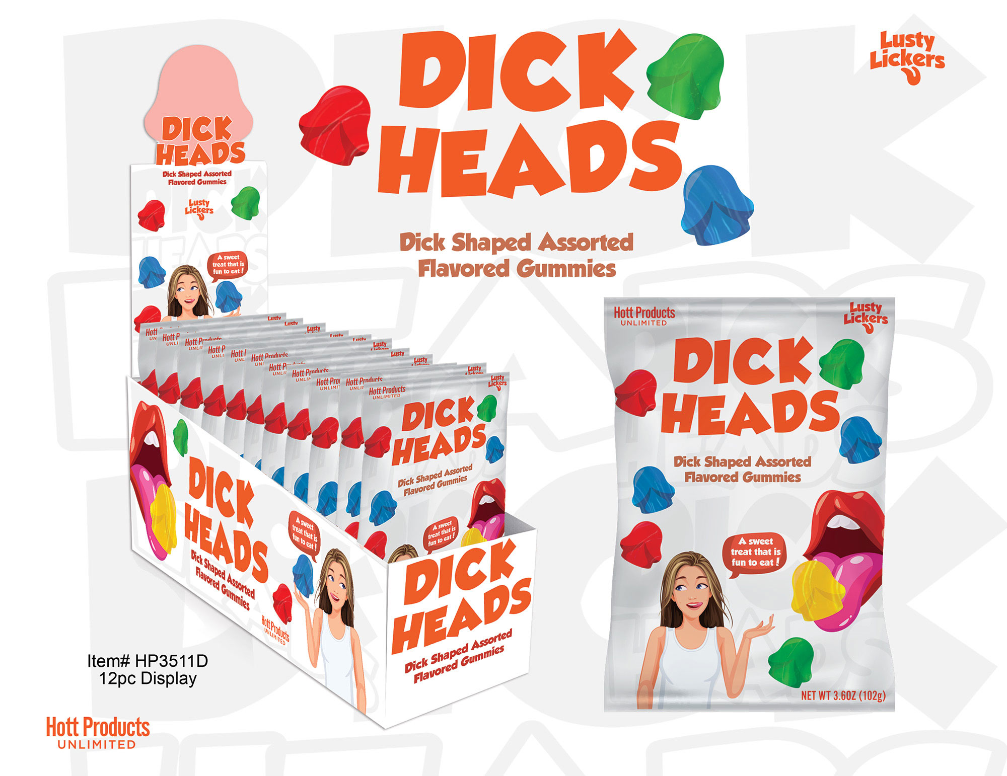 dick heads gummies dick shaped gummies  assorted flavors 