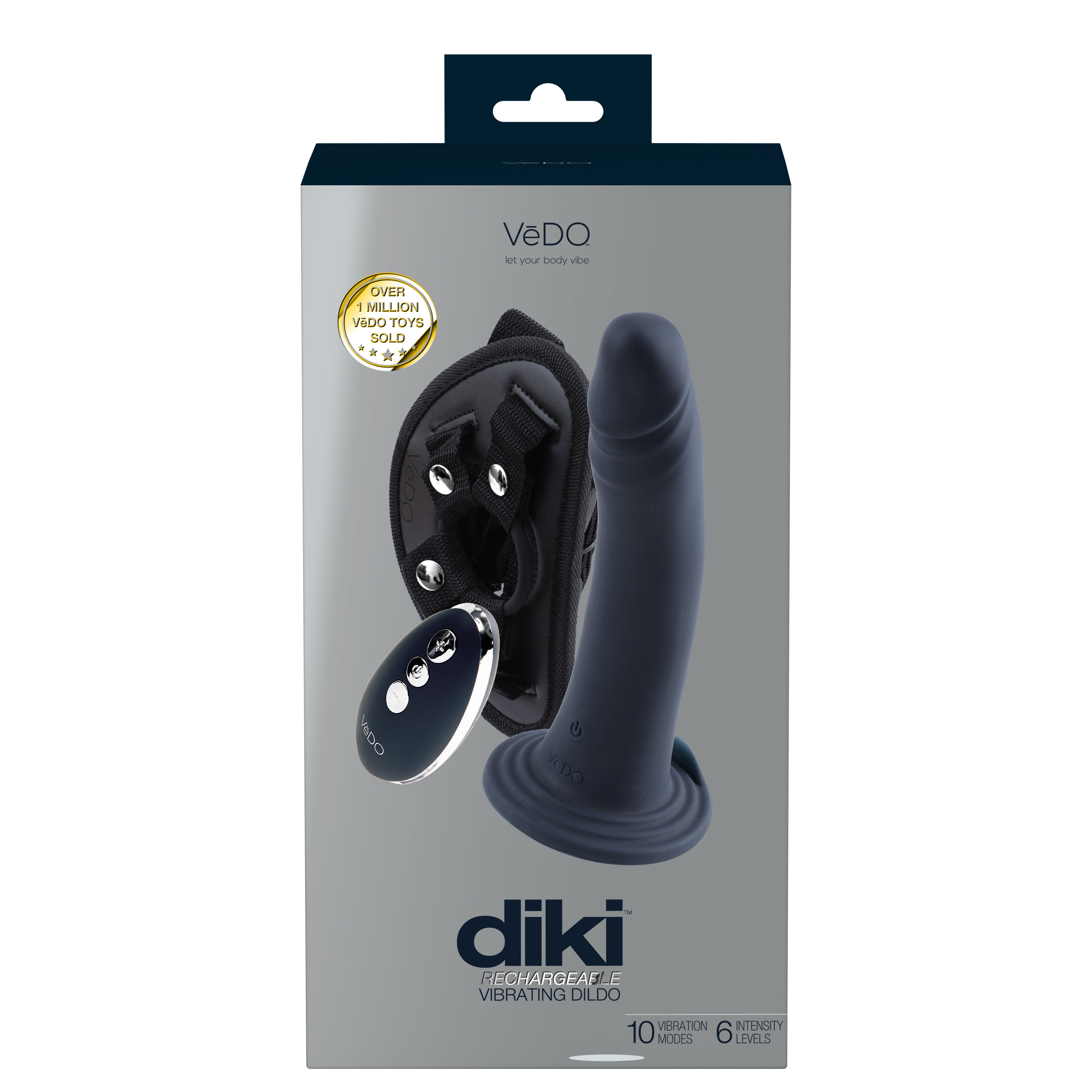 diki rechargeable vibrating dildo with harness just black 