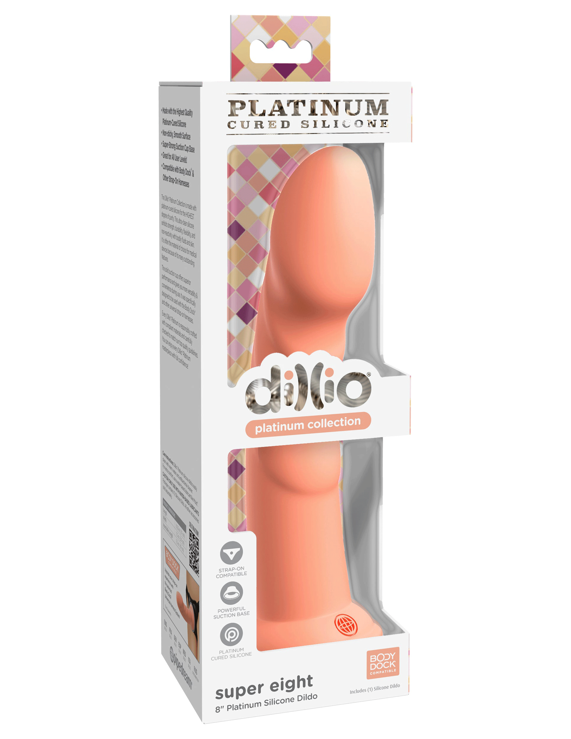 dillio platinum super eight  inch dildo peach .gif