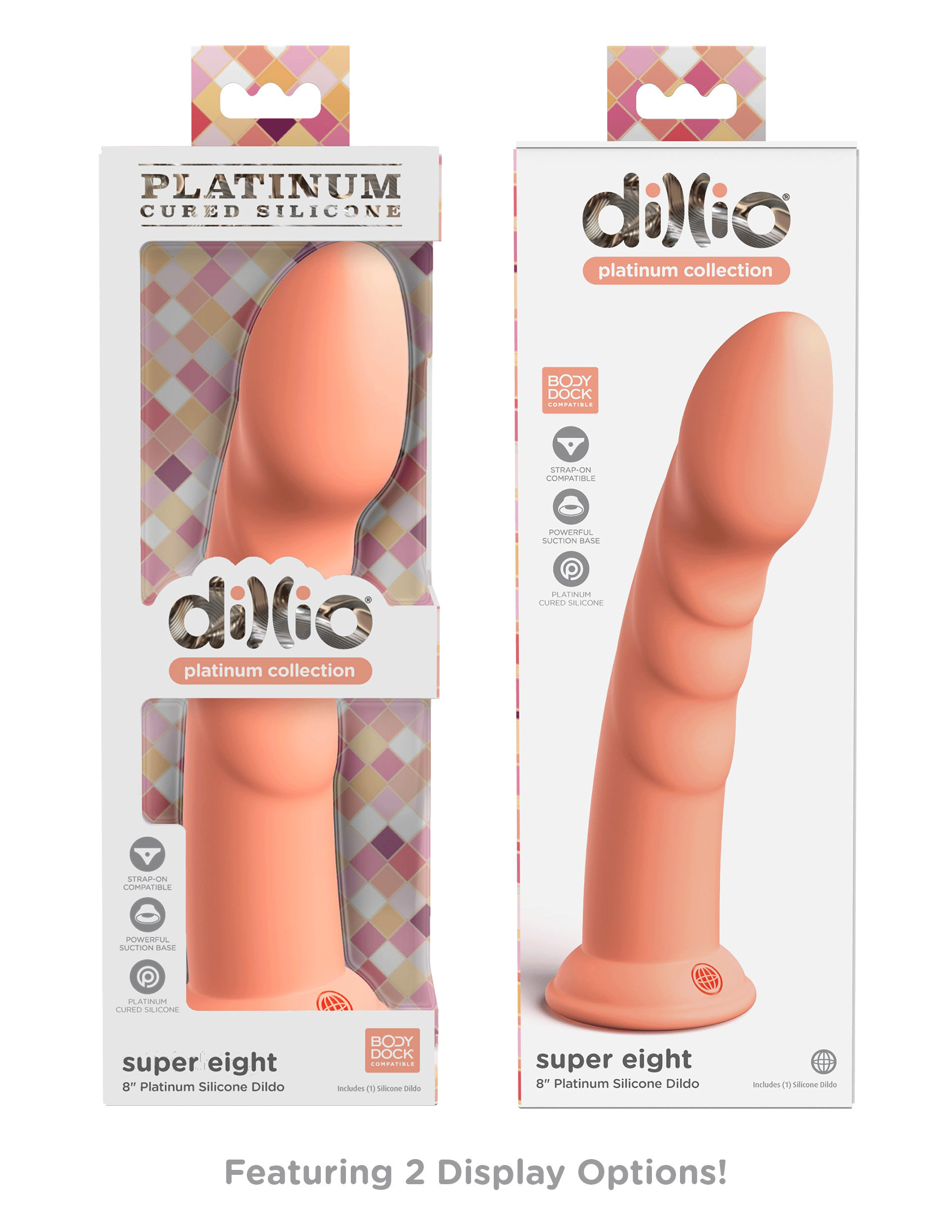 dillio platinum super eight  inch dildo peach .gif