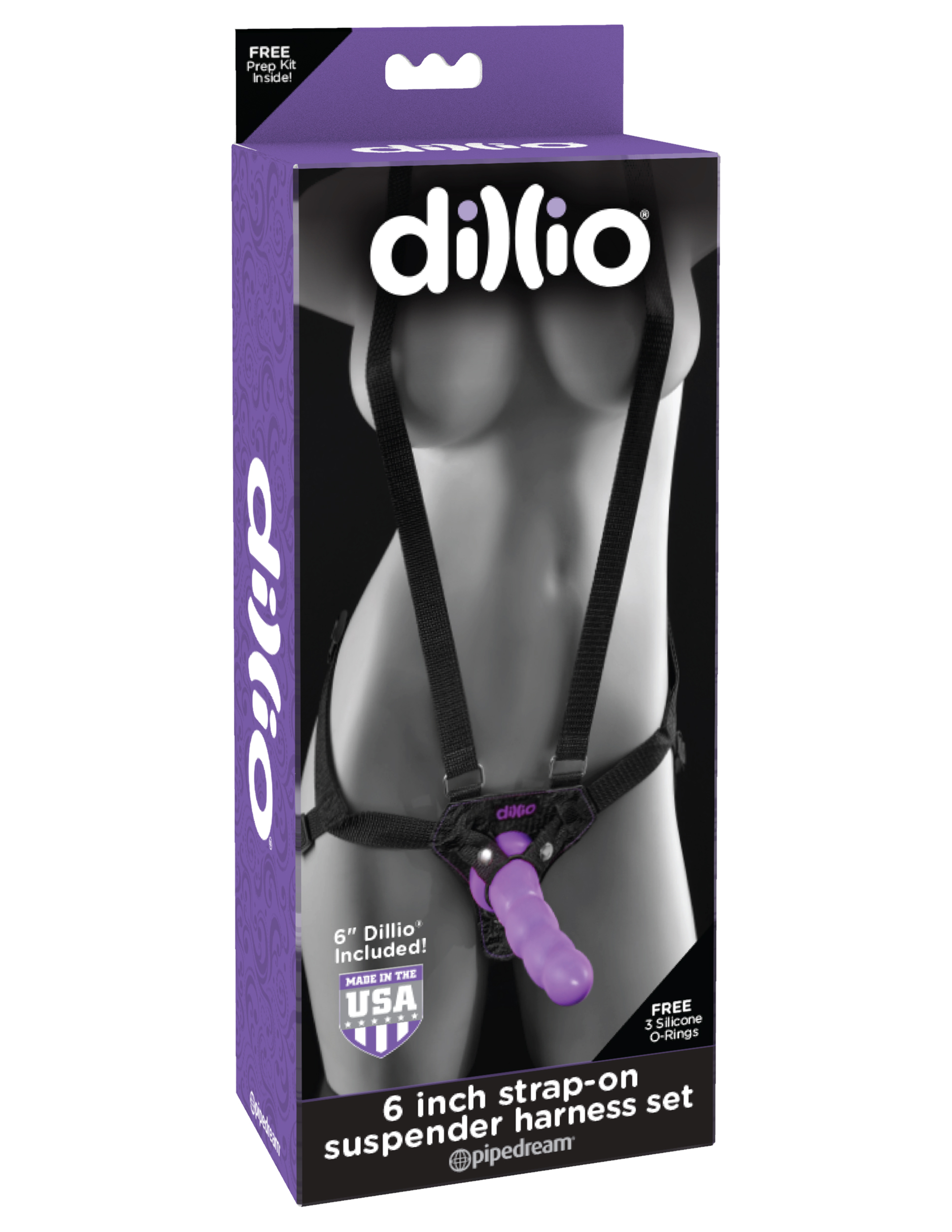 dillio purple  inch strap on suspender harness set 