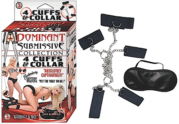 dominant submissive  cuffs and collar black 