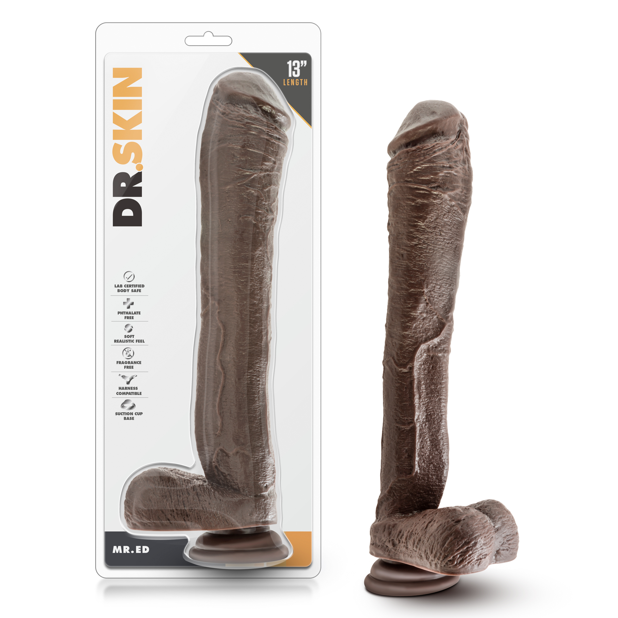 dr skin mr ed  inch dildo with suction cup chocolate 