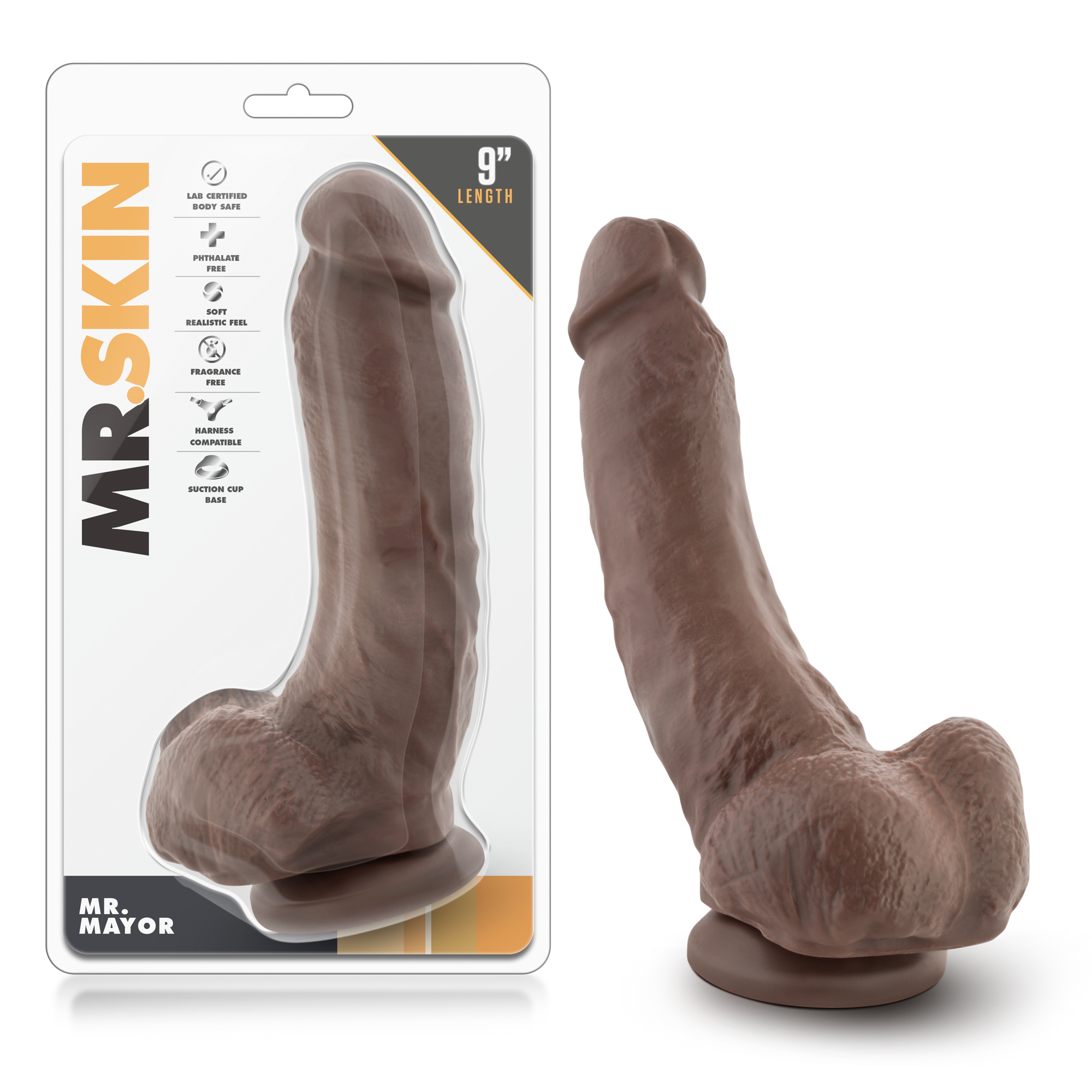 dr skin mr mayor  inch dildo with suction cup chocolate 