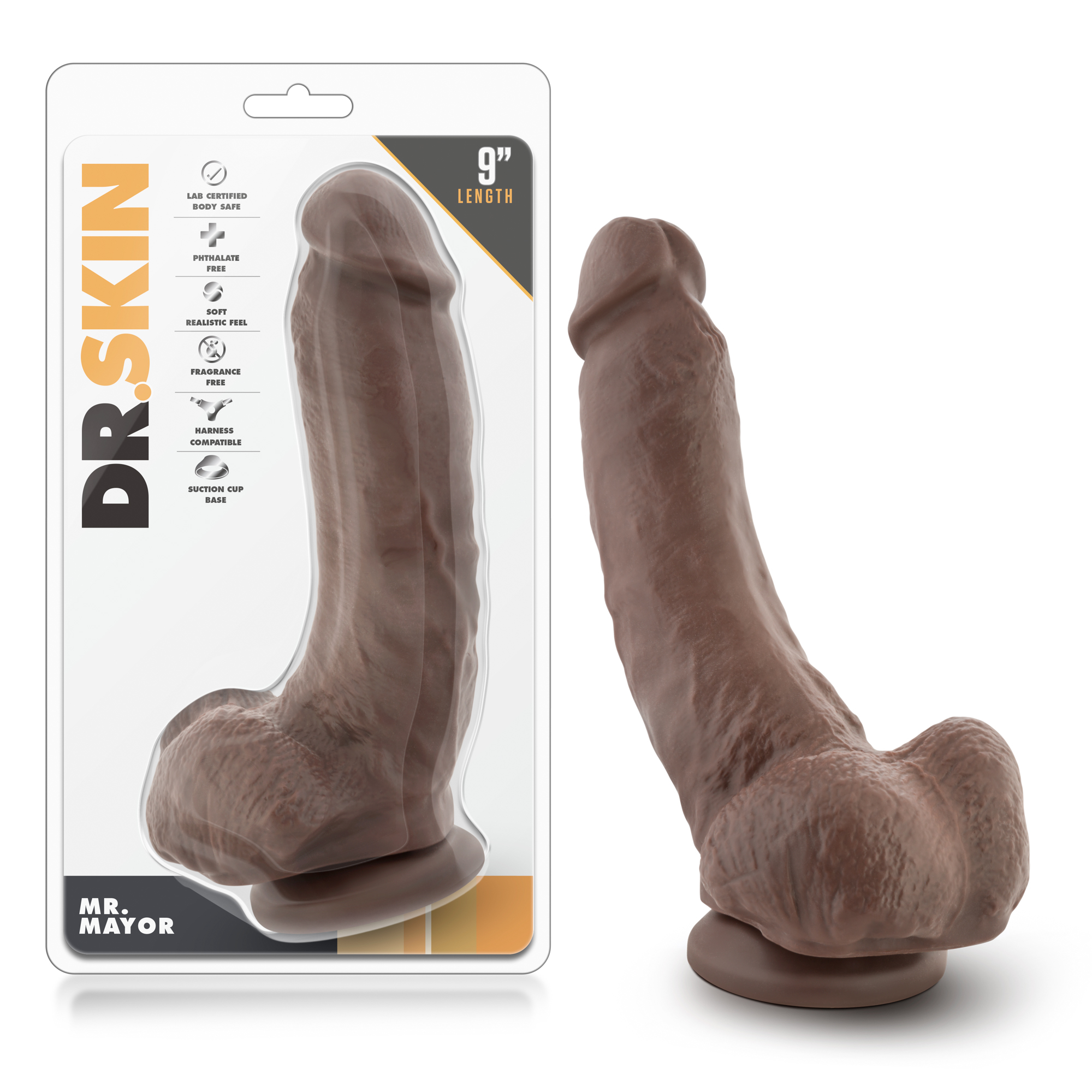 dr skin mr mayor  inch dildo with suction cup chocolate 