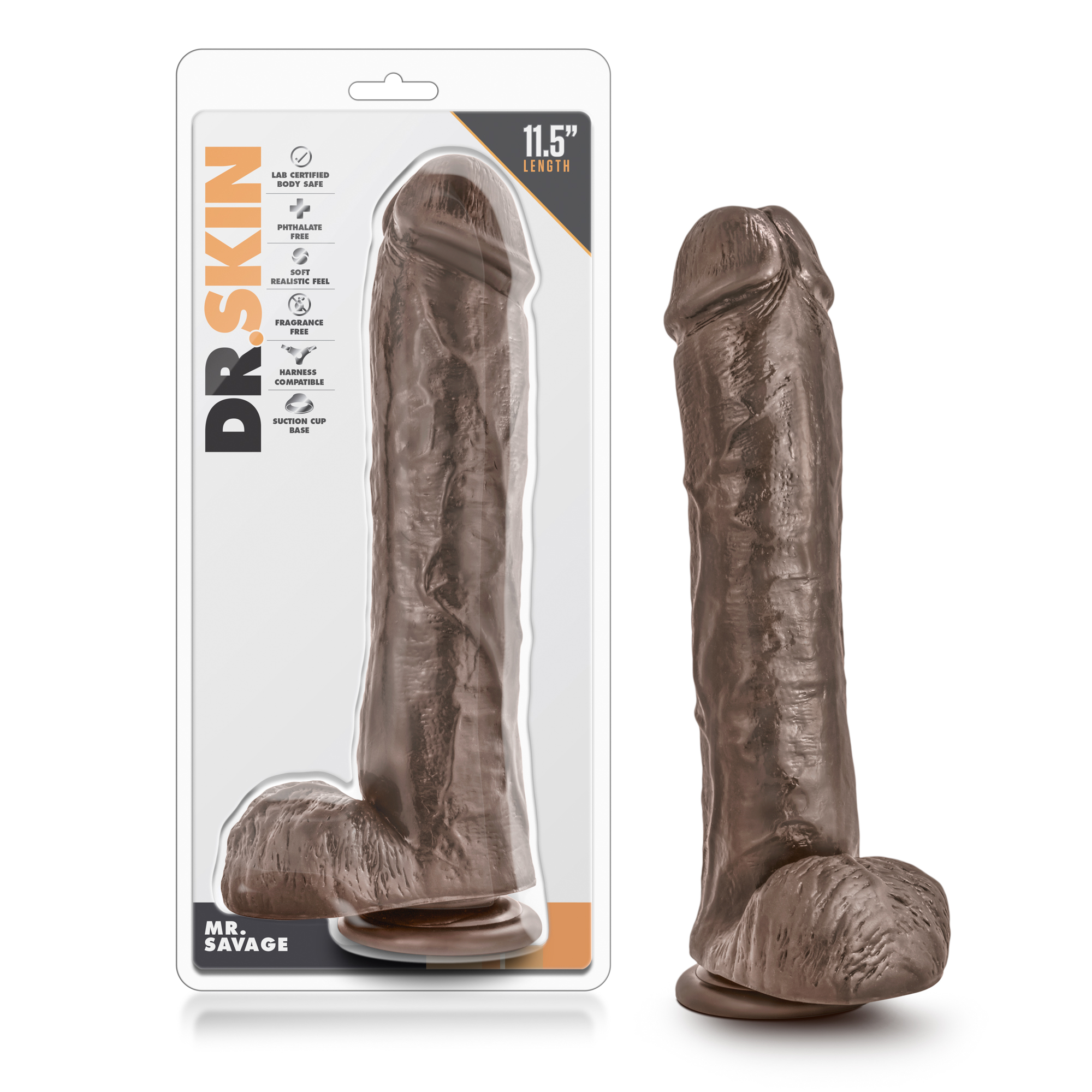 dr skin mr savage  inch dildo with suction cup chocolate 