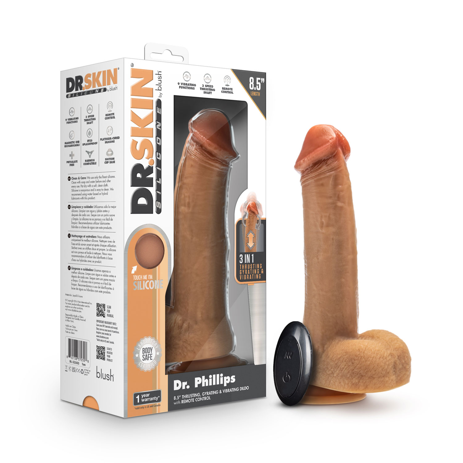 dr skin silicone dr phillips  inch thrusting dildo tan 