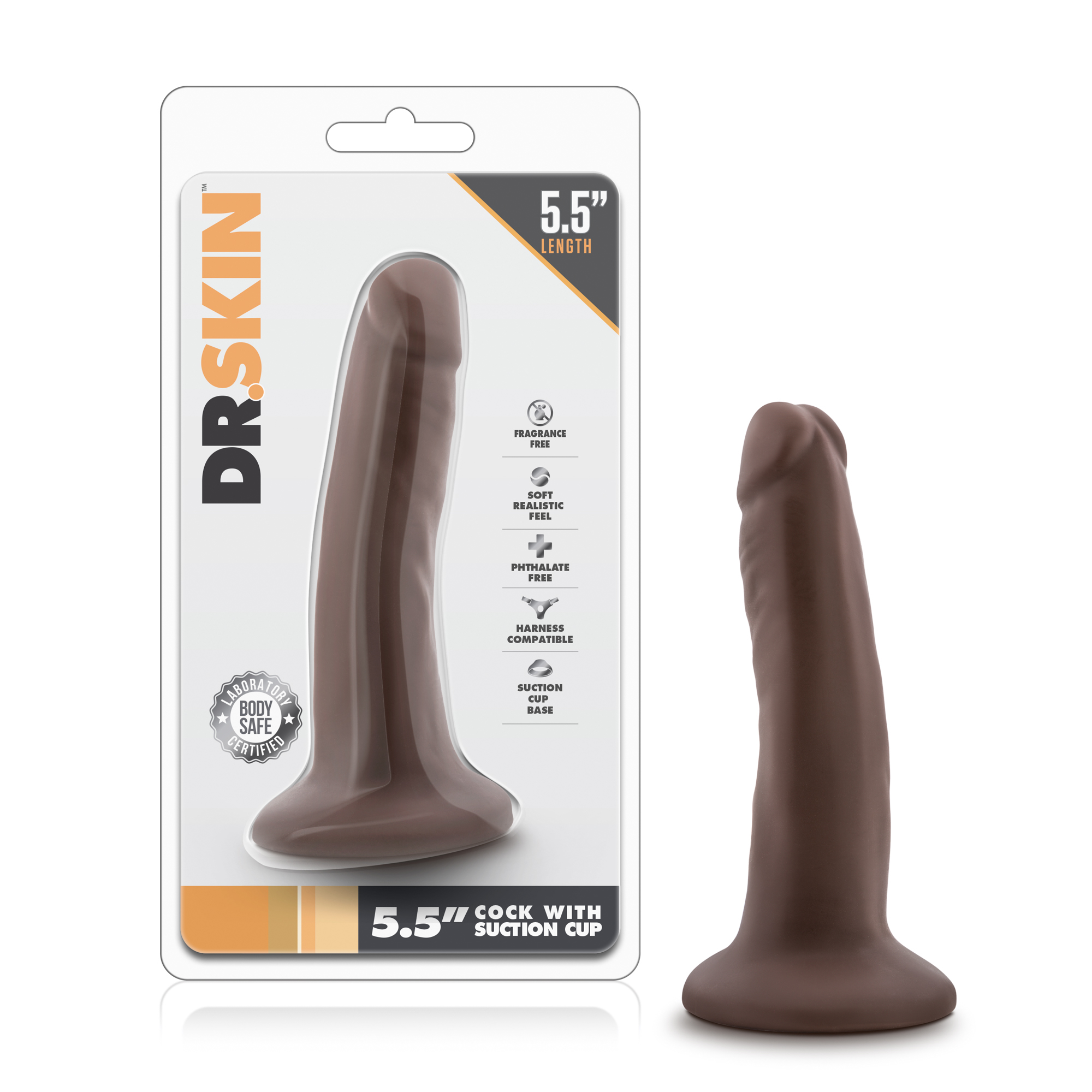 dr. skin . inch cock with suction cup chocolate 