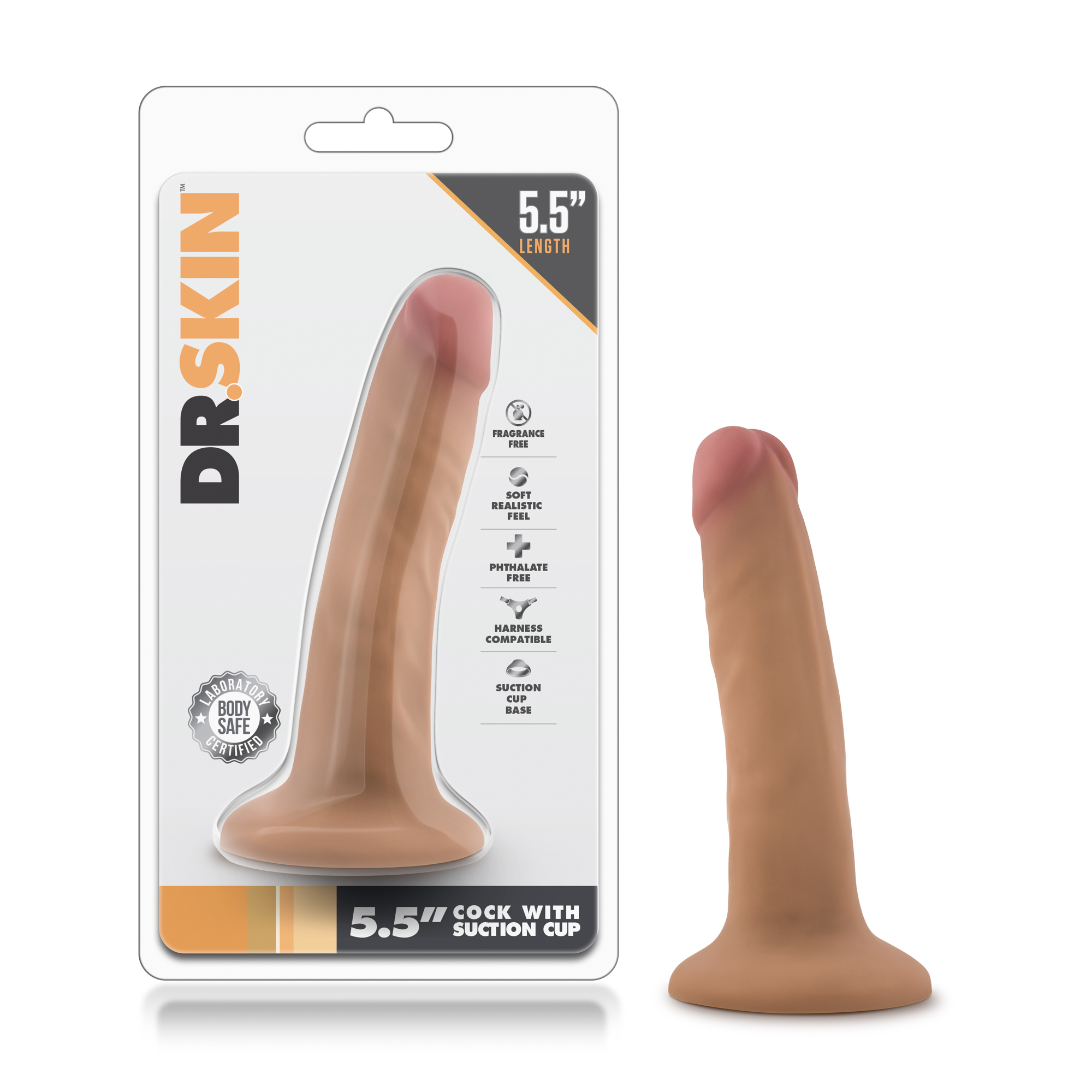 dr. skin . inch cock with suction cup mocha 