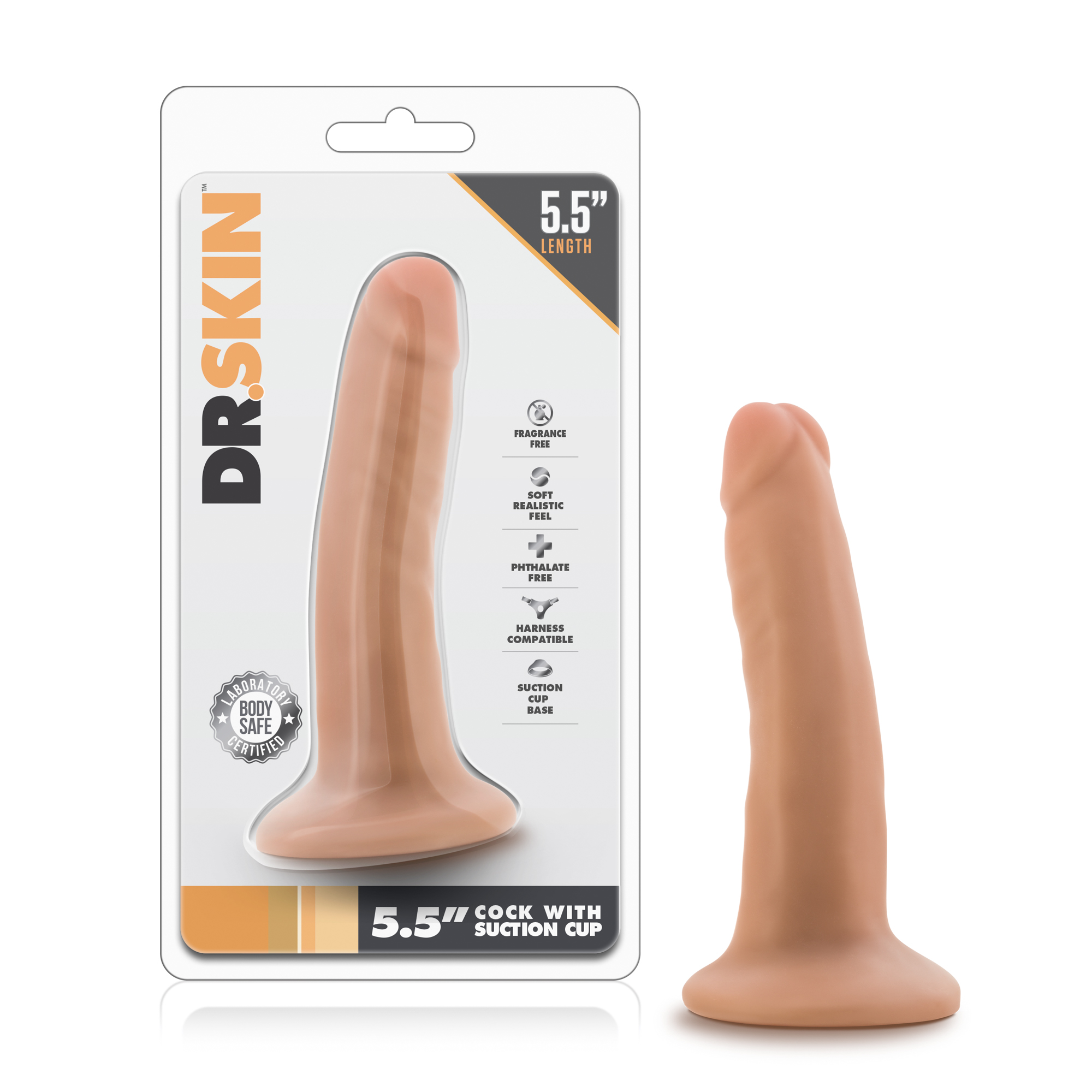 dr. skin . inch cock with suction cup vanilla 