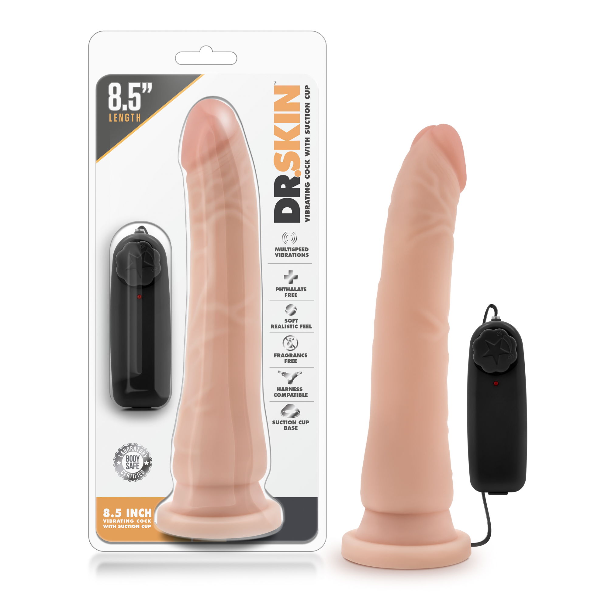 dr. skin . inch vibrating realistic cock  with suction cup vanilla 