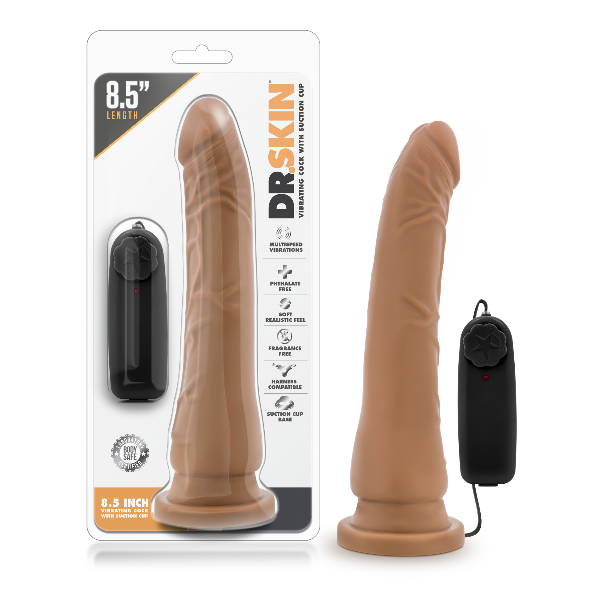 dr. skin . inch vibrating realistic cock with  suction cup mocha 