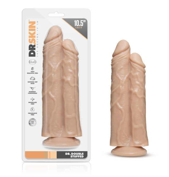 dr. skin double trouble double shaft dildo  vanilla 