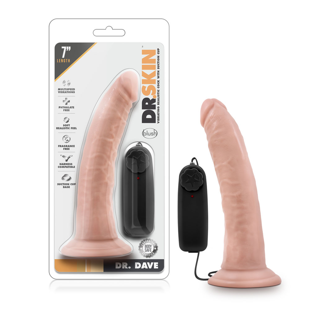 dr. skin dr. dave  inch vibrating cock with  suction cup vanilla ea 