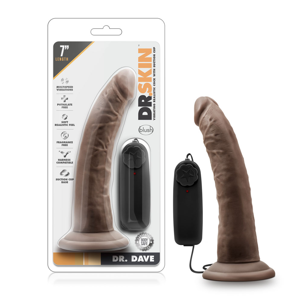 dr. skin dr. dave  inch vibrating cock with suction cup chocolate 