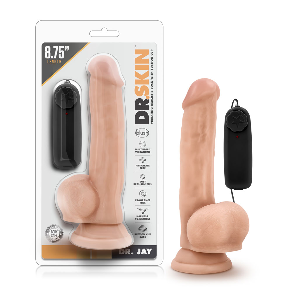 dr. skin dr. jay . inch vibrating cock with suction cup vanilla 