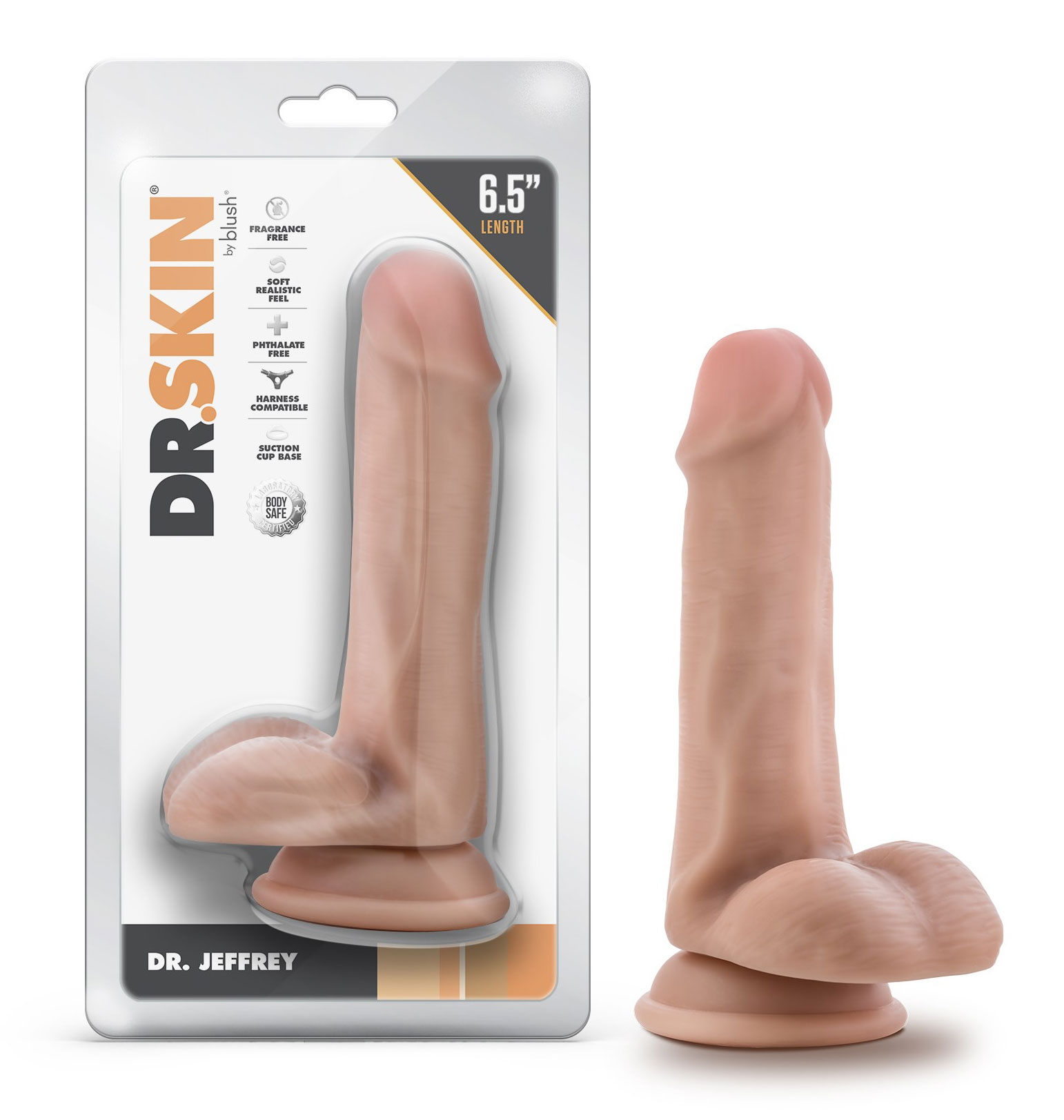 dr. skin dr. jeffrey . inch dildo with balls beige 