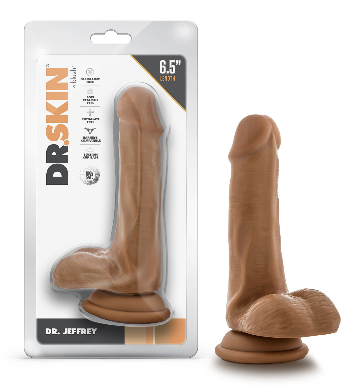 dr. skin dr. jeffrey . inch dildo with balls tan 